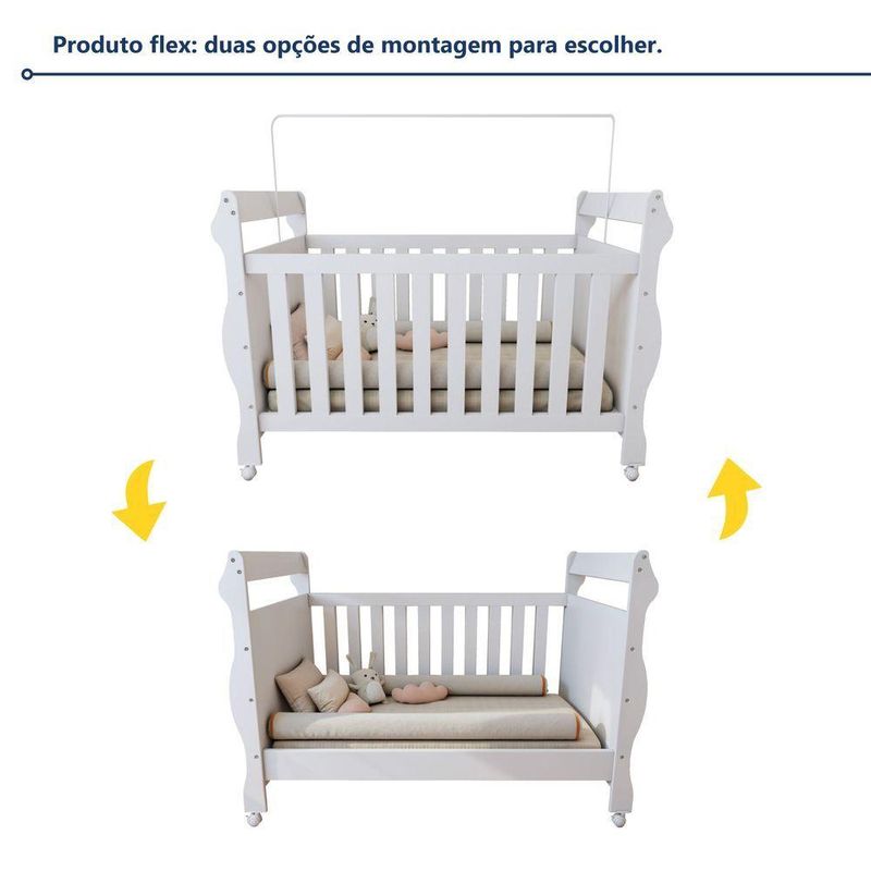 Quarto De Bebê Completo Com Guarda-roupa, Berço E Cômoda Lipe Em Mdf Branco