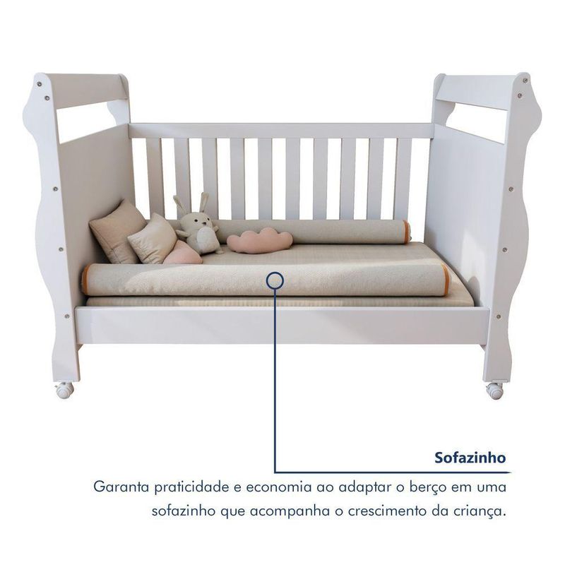 Quarto De Bebê Completo Com Guarda-roupa, Berço E Cômoda Lipe Em Mdf Branco