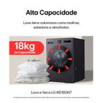 Lava e seca lg wd18gnts6 18kg/10kg ai dd wi-fi turbowash 360° vapor black inox