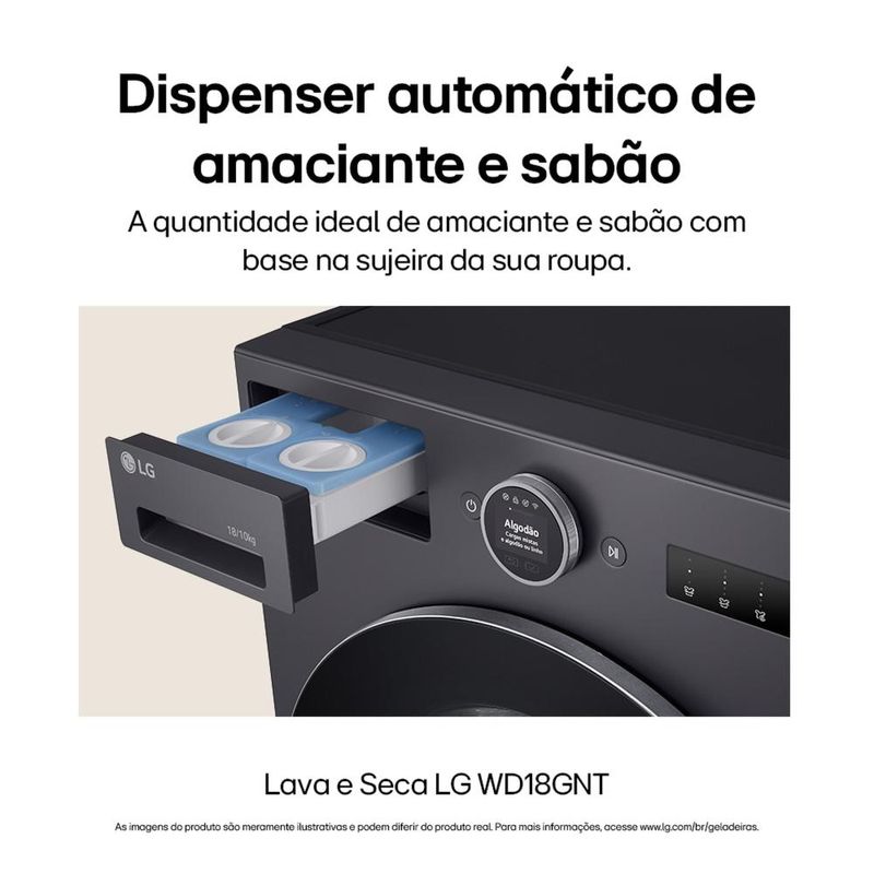 Lava e seca lg wd18gnts6 18kg/10kg ai dd wi-fi turbowash 360° vapor black inox