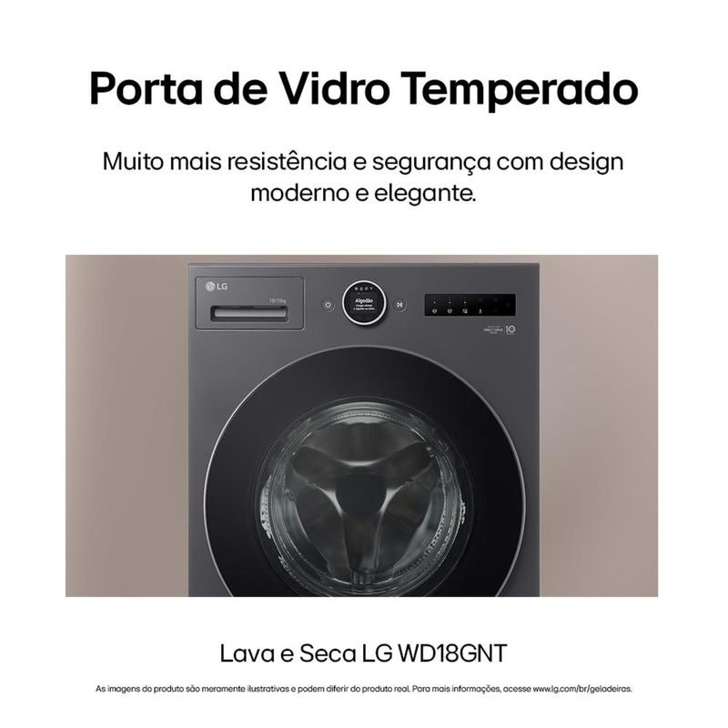 Lava e seca lg wd18gnts6 18kg/10kg ai dd wi-fi turbowash 360° vapor black inox