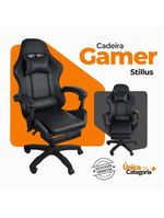 Cadeira Gamer Stillus Oficial Apoio Para Pés Preto