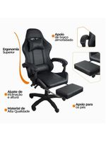 Cadeira Gamer Stillus Oficial Apoio Para Pés Preto