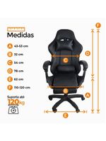 Cadeira Gamer Stillus Oficial Apoio Para Pés Preto