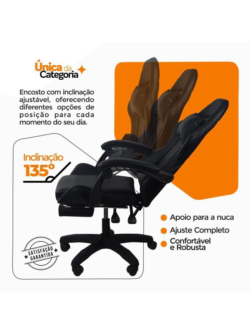 Cadeira Gamer Stillus Oficial Apoio Para Pés Preto