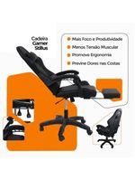 Cadeira Gamer Stillus Oficial Apoio Para Pés Preto