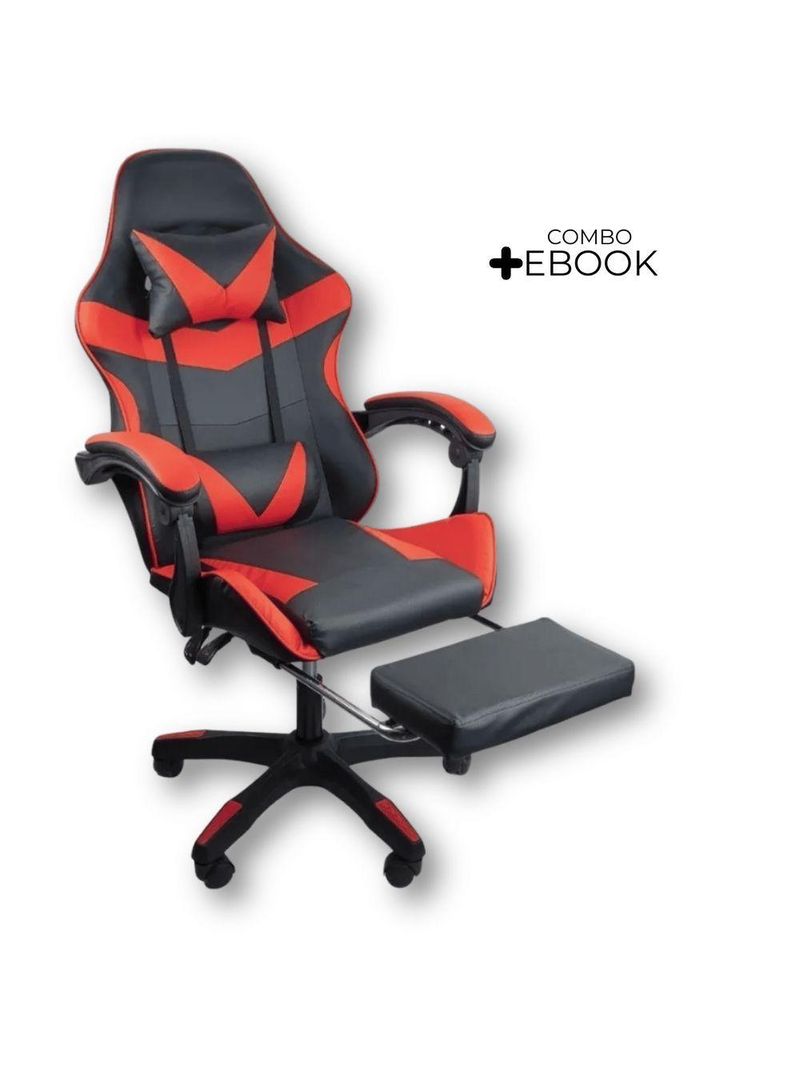 Cadeira Gamer Stillus Ergonômica Oficial Apoio De Pés Vermelho
