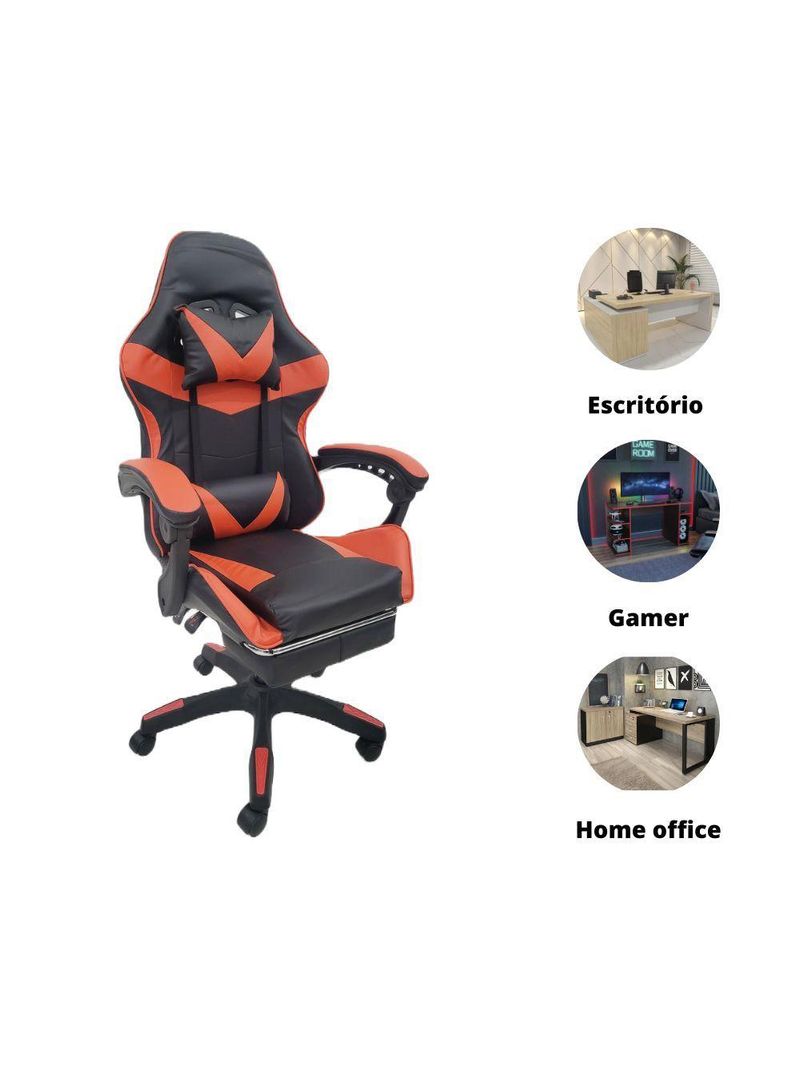 Cadeira Gamer Stillus Ergonômica Oficial Apoio De Pés Vermelho