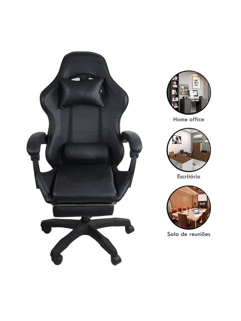 Cadeira Gamer Stillus Oficial Apoio Para Pés Preto