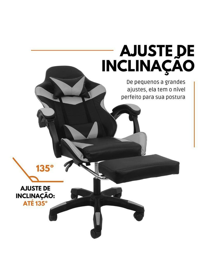 Cadeira Gamer Stillus Oficial Apoio Pés Preto/branco