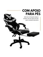 Cadeira Gamer Stillus Oficial Apoio Pés Preto/branco