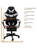 Cadeira Gamer Stillus Oficial Apoio Pés Preto/branco