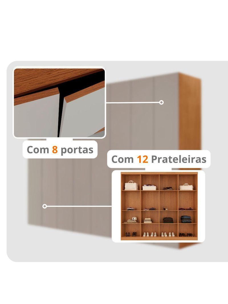 Guarda Roupa Casal Atacama Mdf Moderna Mobília Naturalle/off White