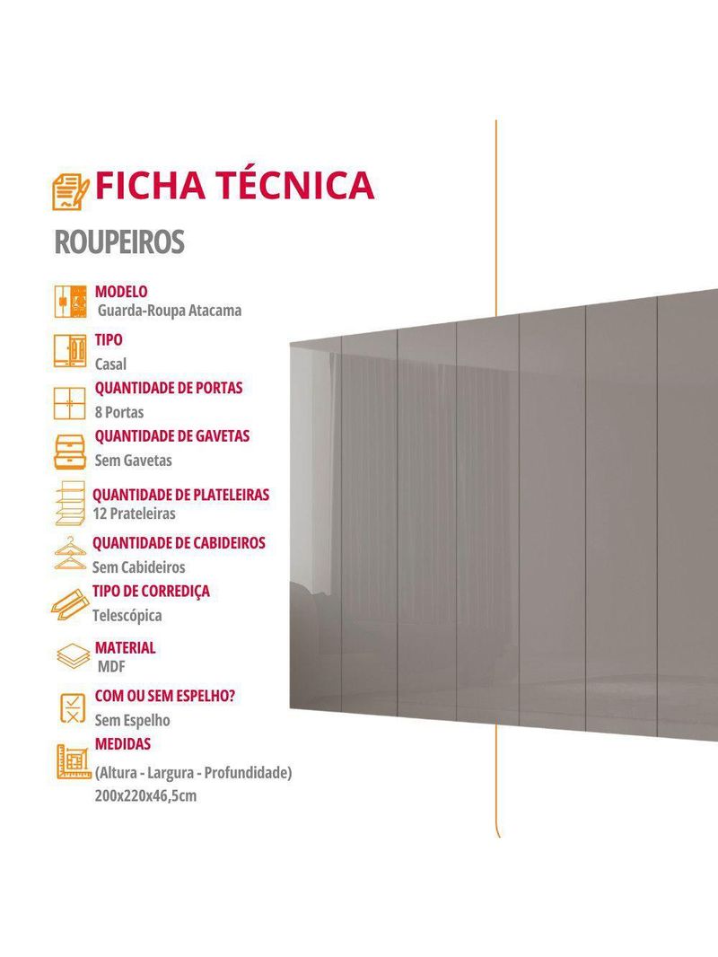 Guarda Roupa Casal Atacama Mdf Moderna Mobília Naturalle/off White