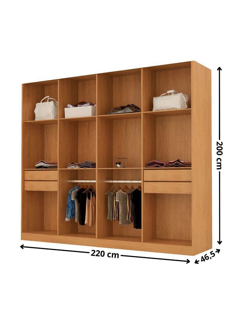 Guarda Roupa Casal Atacama Mdf Moderna Mobília Naturalle/off White