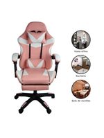 Cadeira Gamer Stillus Oficial Apoio Pés Branco/rosa