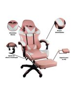 Cadeira Gamer Stillus Oficial Apoio Pés Branco/rosa