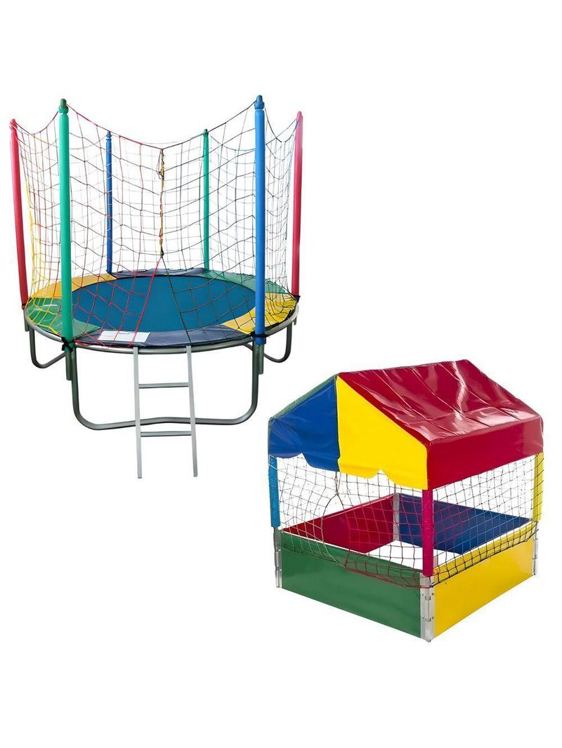 Kit Cama Elástica Pula Pula 1,83m Média + Piscina De Bolinhas 1,00m Infantil Playground