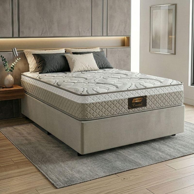 Cama Box Casal Queen Cristal Molas Ensacadas Bege