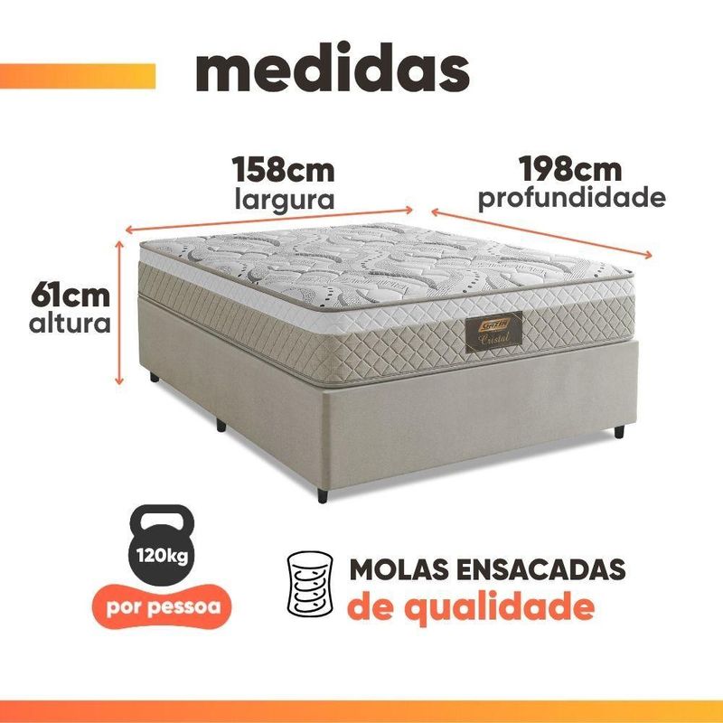 Cama Box Casal Queen Cristal Molas Ensacadas Bege