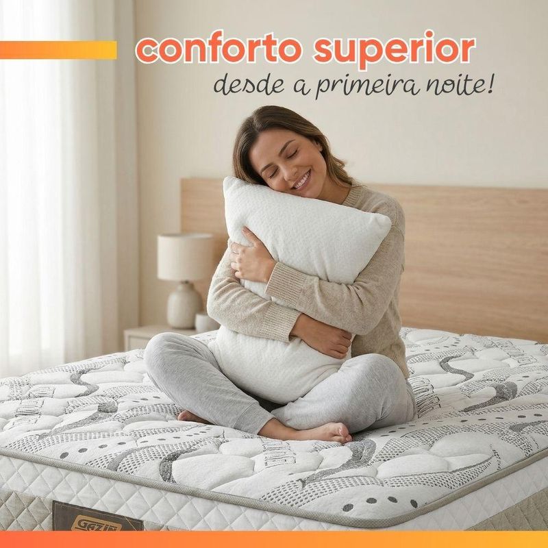 Cama Box Casal Queen Cristal Molas Ensacadas Bege