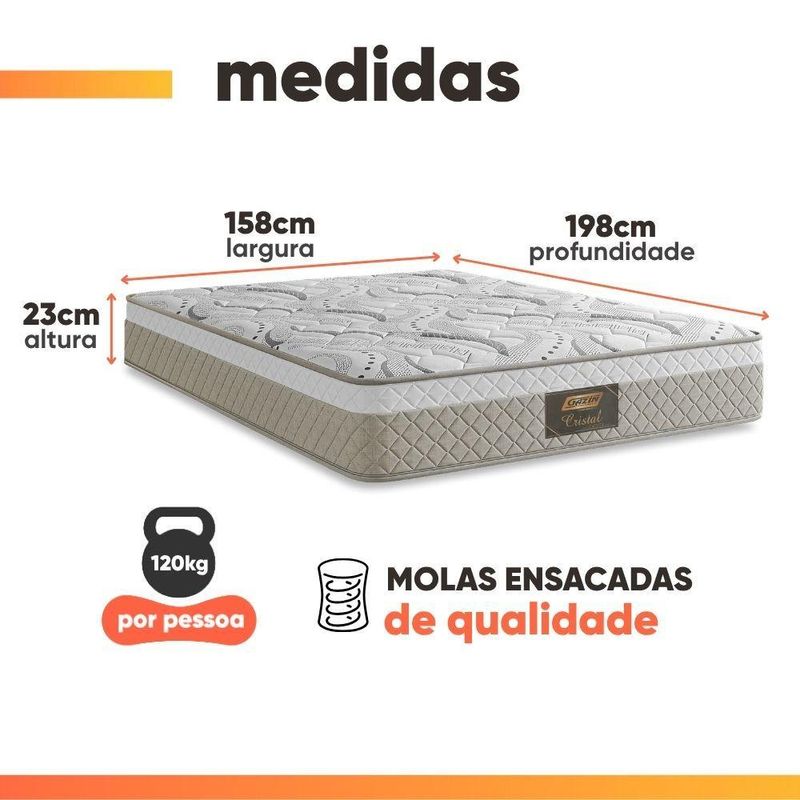 Cama Box Casal Queen Cristal Molas Ensacadas Bege