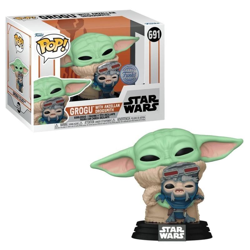 Boneco Funko Pop! Star Wars Mandalorian Grogu C/ Droidsmith