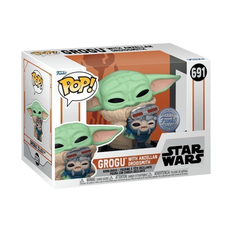 Boneco Funko Pop! Star Wars Mandalorian Grogu C/ Droidsmith