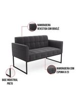Sofá Namoradeira E 2 Poltronas Industrial Pto Elisa Bouclê Grafite D03 - D?rossi
