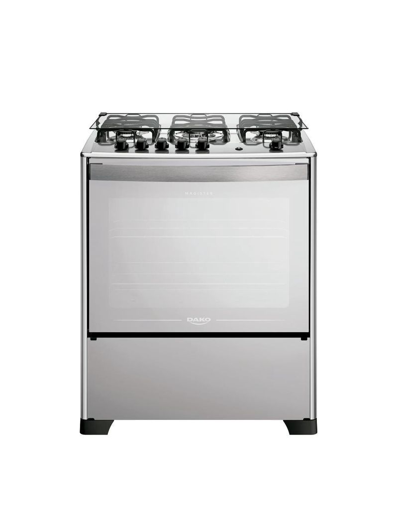 Fogão 5 Bocas Dako Magister Style Espelhado Com Mesa Inox Preto Bivolt