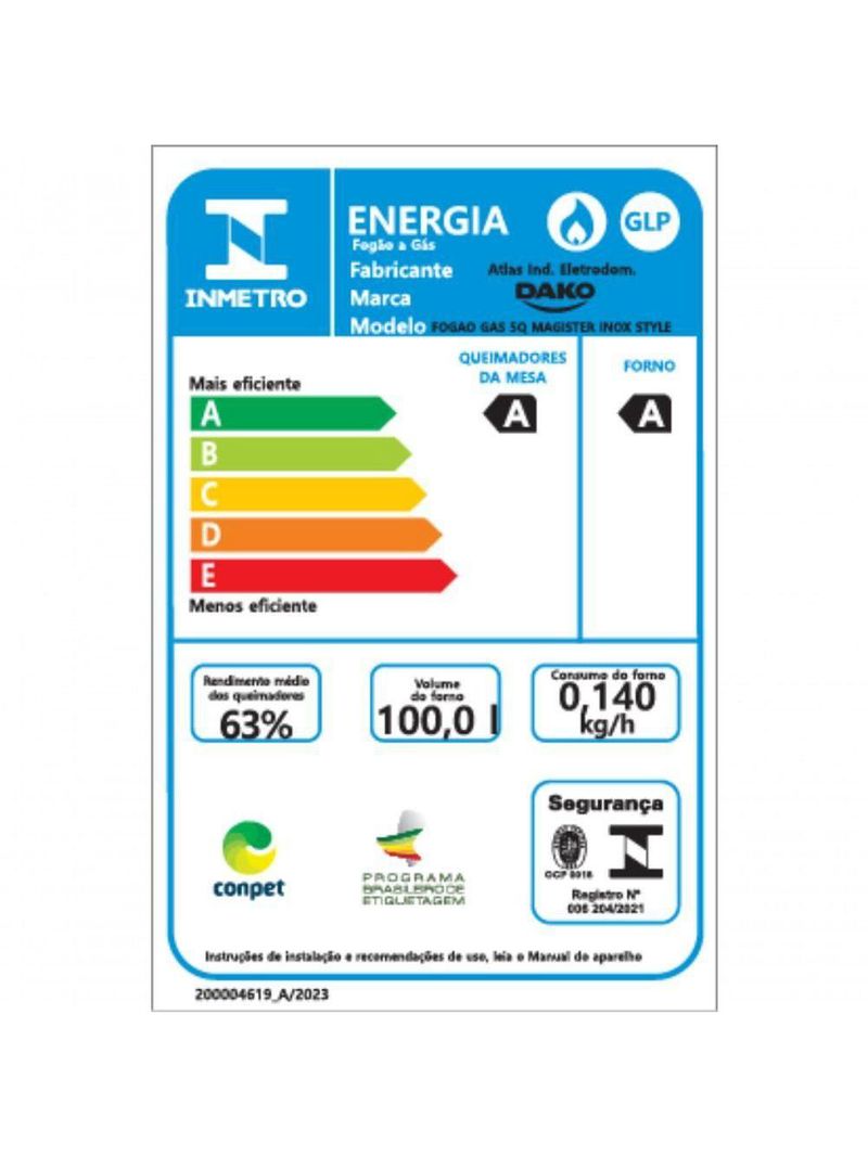 Fogão 5 Bocas Dako Magister Style Espelhado Com Mesa Inox Preto Bivolt