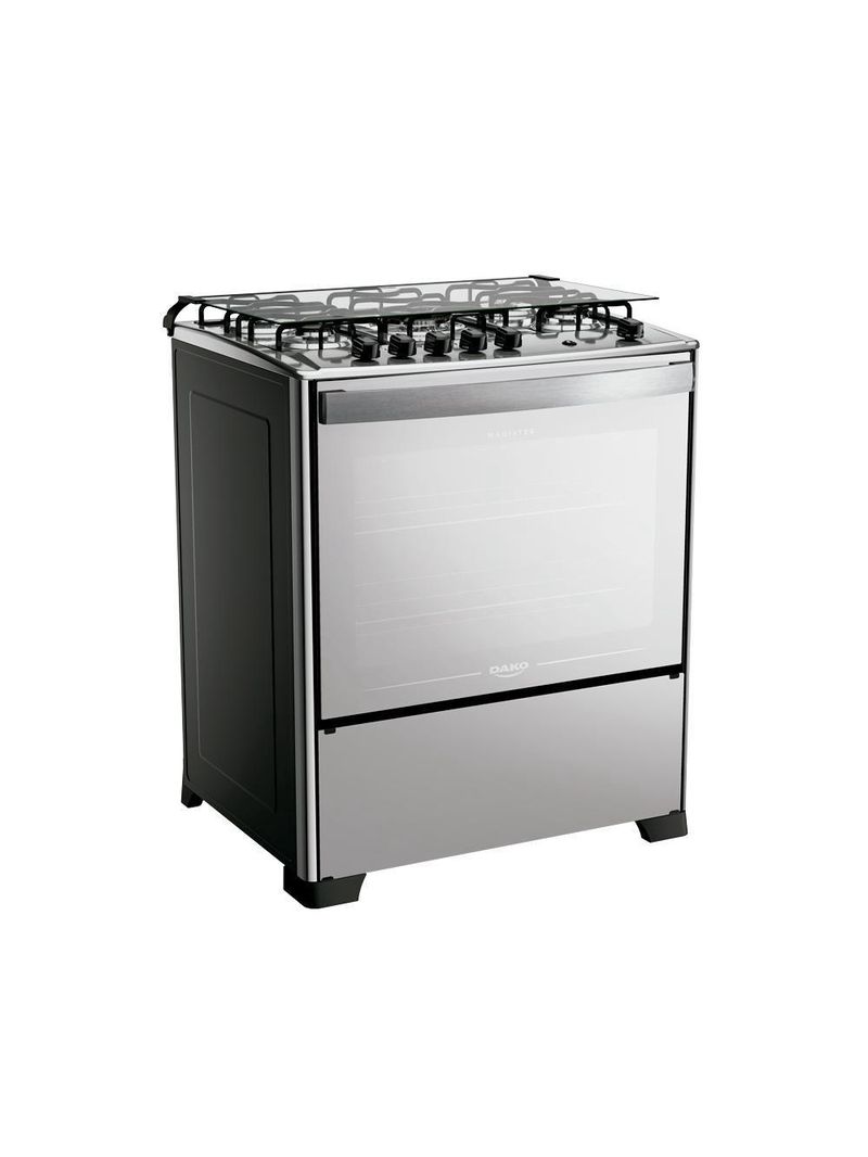 Fogão 5 Bocas Dako Magister Style Espelhado Com Mesa Inox Preto Bivolt