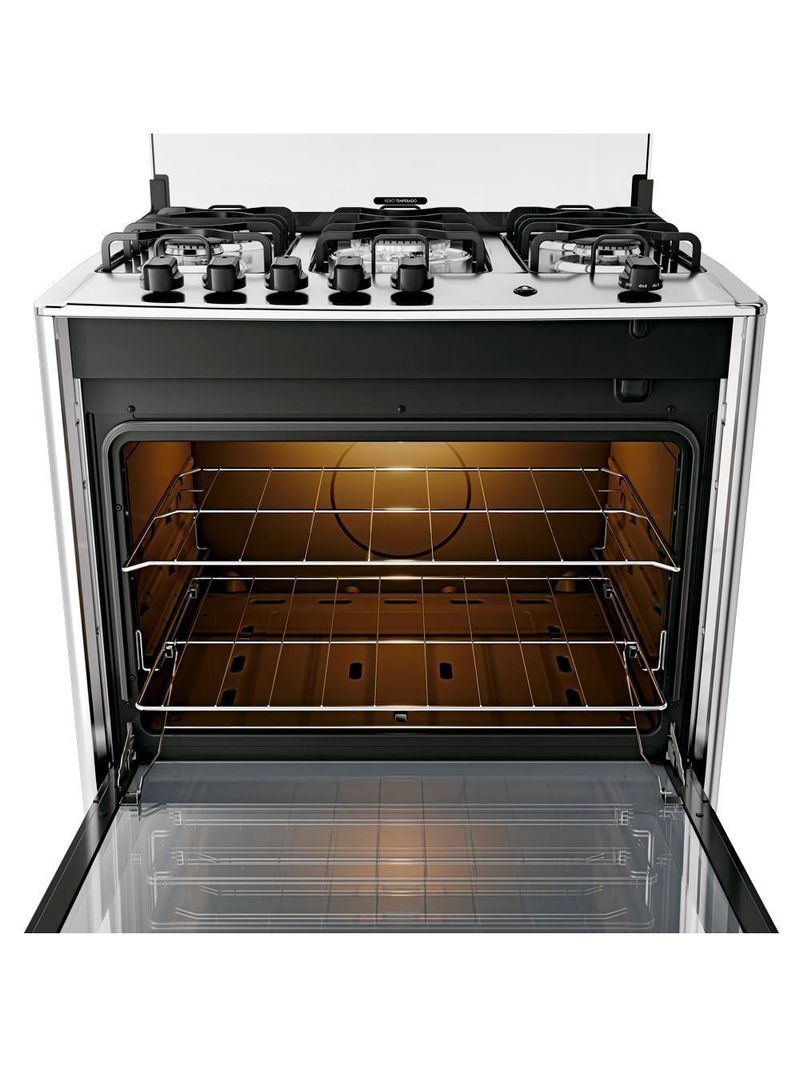 Fogão 5 Bocas Dako Magister Style Espelhado Com Mesa Inox Preto Bivolt
