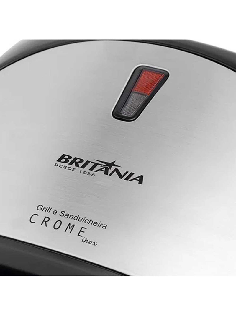 Sanduicheira Grill Britânia Antiaderente Preto/Inox 127V