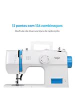 Máquina de Costura Futura Plus - 12 Pontos Braço Livre Prega Zíperes e Botões Portátil 220V
