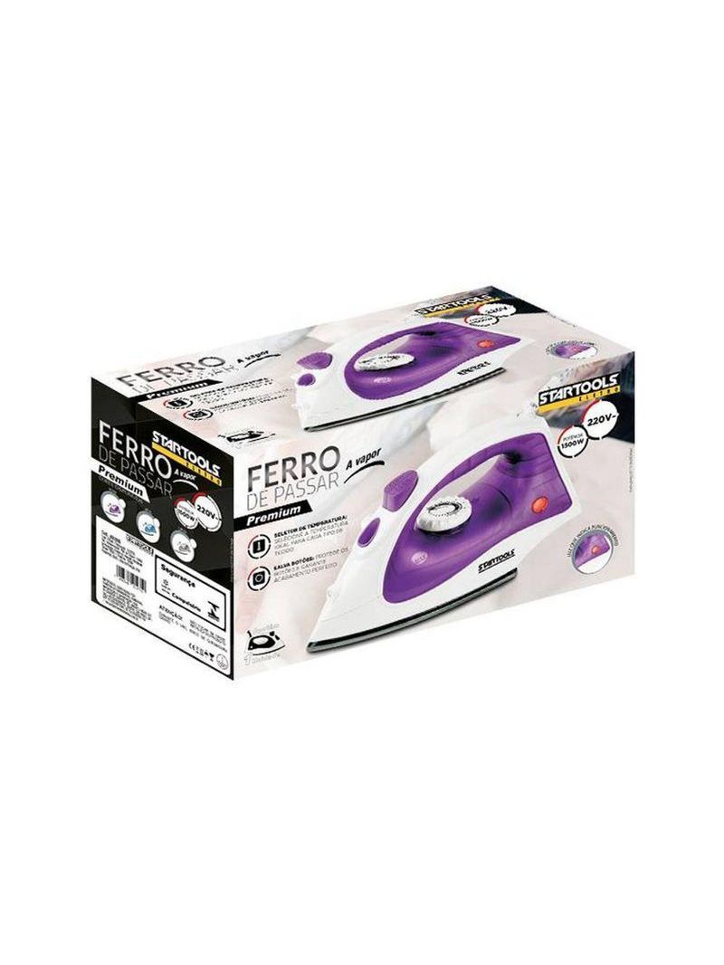 Ferro De Passar à Vapor Roxo Base Antiaderente 1500w 110V