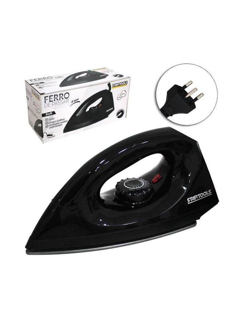 Ferro De Passar à Seco Soft Preto Base Cerâmica 1000w 220V