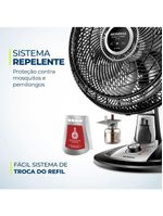 Ventilador De Mesa 40cm Mondial Vtx-40-8p-rl Turbo 8 Pas Repelente Liquido Preto Com Prata 220 V