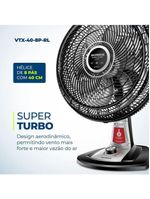 Ventilador De Mesa 40cm Mondial Vtx-40-8p-rl Turbo 8 Pas Repelente Liquido Preto Com Prata 220 V