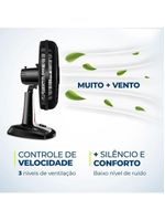 Ventilador De Mesa 40cm Mondial Vtx-40-8p-rl Turbo 8 Pas Repelente Liquido Preto Com Prata 220 V