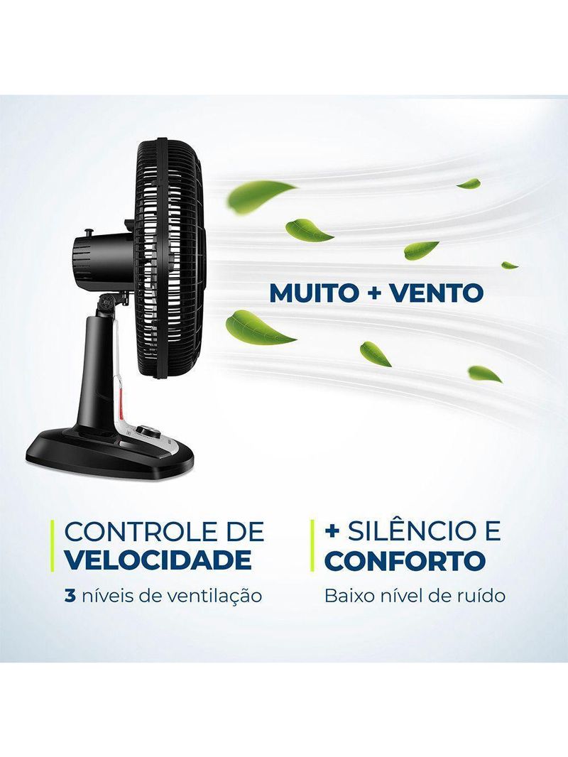 Ventilador De Mesa 40cm Mondial Vtx-40-8p-rl Turbo 8 Pas Repelente Liquido Preto Com Prata 220 V