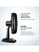 Ventilador De Mesa 40cm Mondial Vtx-40-8p-rl Turbo 8 Pas Repelente Liquido Preto Com Prata 220 V