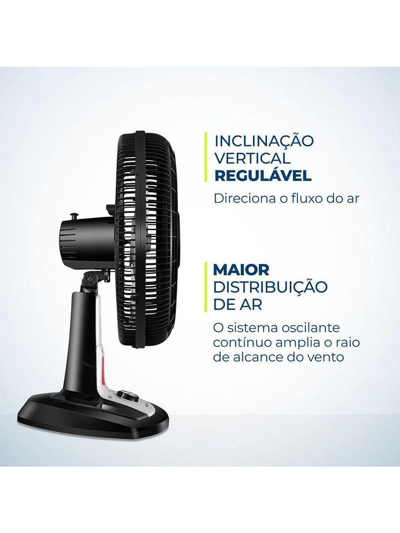 Ventilador De Mesa 40cm Mondial Vtx-40-8p-rl Turbo 8 Pas Repelente Liquido Preto Com Prata 220 V
