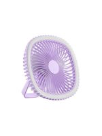 Mini Ventilador De Mesa Luz Ring Light Usb Portátil Potente Silencioso Lilás