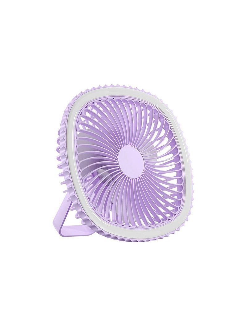 Mini Ventilador De Mesa Luz Ring Light Usb Portátil Potente Silencioso Lilás