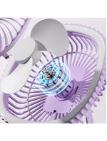 Mini Ventilador De Mesa Luz Ring Light Usb Portátil Potente Silencioso Lilás