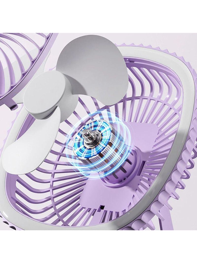 Mini Ventilador De Mesa Luz Ring Light Usb Portátil Potente Silencioso Lilás
