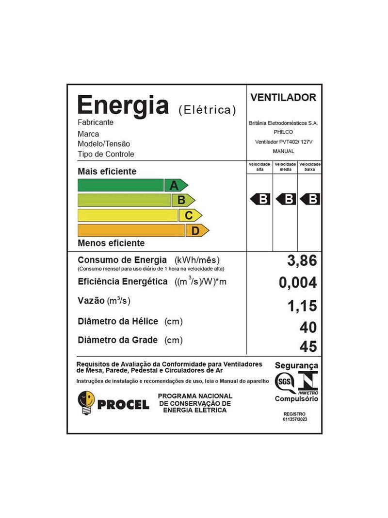 Ventilador Philco Maxx Force Função Repelente 160W PVT402 220V