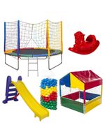 Kit Pula Pula 2,44m + Piscina De Bolinhas 1,00m + 500 Bolinhas + Escorregador Médio + Gangorra 1 L