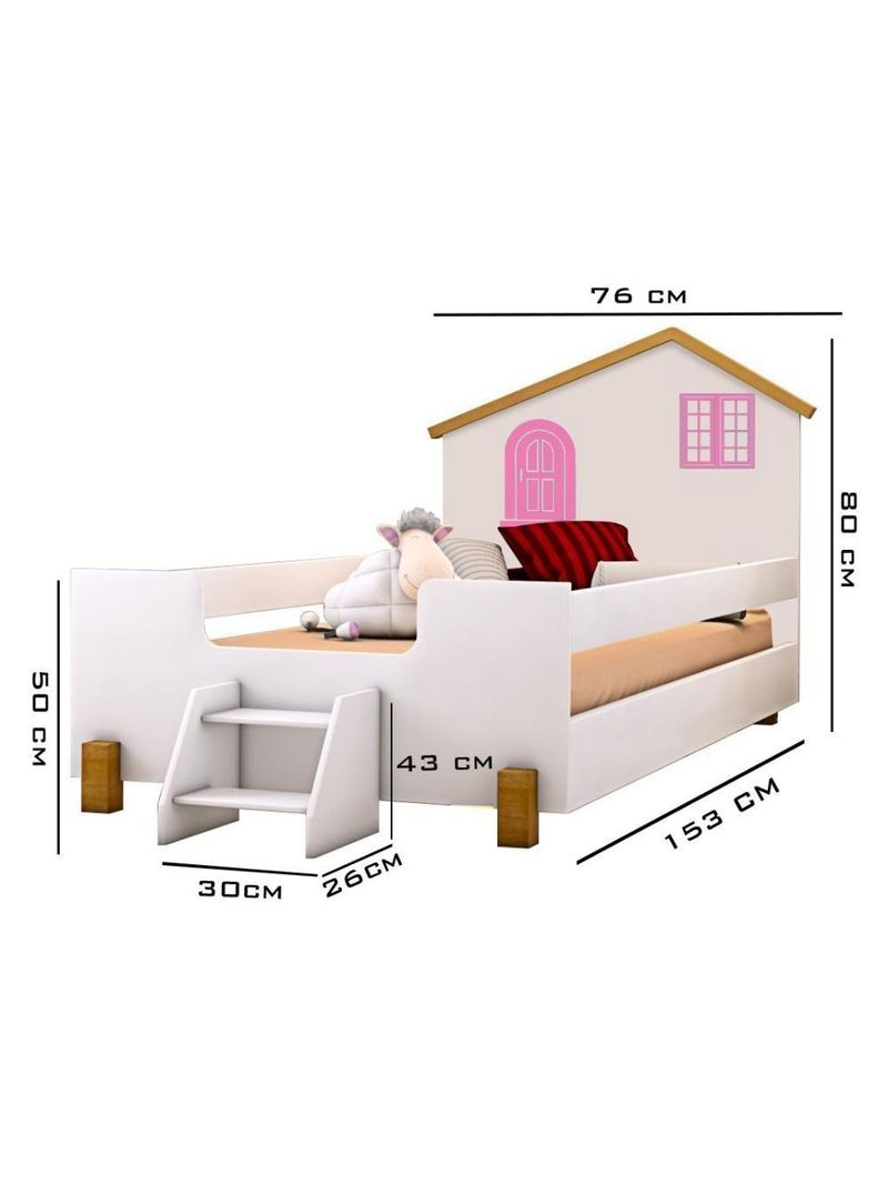Cama Infantil Casinha Belíssima Branco E Rosa Divaloto